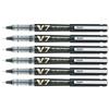 PILOT Set di 6 rulli ricaricabili Hi-TechPoint V7 Begreen a punta media, inchiostro liquido, colore: Nero