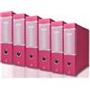 LogicaShop UBOX Raccoglitori ad Anelli A4 - Formato Protocollo Dorso 8, Senza Custodia (Fucsia, 6Pz)