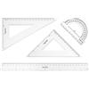 Pryma Set Strumenti Geometrici 4 Pezzi - Righello 30 cm + Squadra 45° + Squadra 60° + Goniometro 180° - Strumenti di Precisione per Scuola e Ufficio