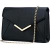 KKXIU Borsa da donna elegante in finta pelle con busta da sera e pochette per feste, matrimoni, promenade, A-nero,