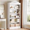 Tribesigns Libreria Alta 190 Cm Ad Arco, Scaffale A 5 Ripiani Con Ripiani Portaoggetti, Grandi Librerie Bianche Aperte, Ripiani Espositivi In Legno Per Camera Da Letto, Soggiorno, Ufficio In Casa