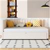 Shye Divano letto multifunzionale a forma di L con letto estraibile, letto imbottito in tessuto di velluto, design salvaspazio per lettino, letto degli ospiti 90/180 x 200 cm (beige)