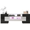 KecDuey Stilvoller TV-Schrank, 145 cm TV Lowboard, bianco lucido, TV-Bänke con illuminazione a LED e piano in vetro, mobili per soggiorno. Design moderno (Bianco+Nero, 145 cm)