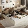 DIYHOM Letto imbottito 160 x 200 cm, testiera con 2 lampade e ricarica USB, letto matrimoniale con vano portaoggetti e rete a doghe, in velluto, beige