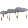Avilia Set 3 Tavolini Bassi con Design Triangolare - Tavolini da Caffè per Salotto e Studio, in Legno, 34, 47 e 60cm, Grigio