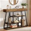 Tribesigns Tavolo Consolle Industriale, Consolle Ingresso Stretta con 4 ripiani Struttura in Metallo per Corridoio, Soggiorno, Cucina, 105 x 30 x 85 cm, Marrone Rustico