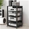 Dernoing Scaffale a 3/4/5Rack e supporti HiFi Audio Rack, scaffale audio in legno e metallo, portata 200 kg, porta-multimedia con ripiani regolabili, per soggiorno, sala giochi, centro di intrattenimento (5H)