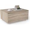 RELAX4LIFE Tavolino da Caffè Moderno, Tavolino Basso da Salotto con Contenitore a 4 Ante e Ampio Piano, Stile Rustico, Tavolo Centrale in Legno per Soggiorno e Cucina, 80 x 60 x 37 cm