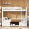 REXO Letto a castello per bambini 90 x 200 cm, con scarpiera e armadietti, letto diviso in 2 letti singoli, letto singolo, letto per ragazzi (Bianco/con scarpiera)