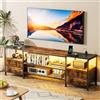 Chleby Comò in Tessuto con 4 Cassetti Mobile TV in Tessuto e Pelle con Presa e Striscia Luminosa a LED Cassettiera in Tessuto per Soggiorno, Camera da Letto, 160 x 40 x 63 cm Marrone