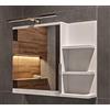 FreshYou Mobiletto a specchio 60x50 bianco, per il bagno con mensole, specchio da bagno, mobiletto sospeso - da parete, LAMPADA LED - Destra