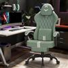 Verdego Sedia Gaming Ergonomica, Sedia da Gaming con Cuscino Lombare Massaggio, Poggiapiedi, Poltrona da Gaming, Cotone, Schienale Regolabile a 90-145°, Regolabile in Altezza, Verde e bianco