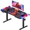 HLFURNIEU Scrivania Gaming LED 120 x 60 cm, Scrivania Regolabile in Altezza, con 2 Controlli Memoria, Altezza Aegolabile, Superficie in Fibra di Carbonio, Facile da Montare, Nero