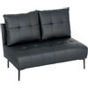 HOMCOM Divano 2 Posti Compatto in Finta Pelle, Divano Moderno Trapuntato a Bottoni con Imbottitura Spessa e Gambe in Legno, Divanetto Senza Braccioli per Salotto e Studio, 115x73x83 cm, Nero