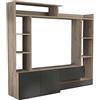 Cosma Parete attrezzata soggiorno mobile base porta tv zona living relax moderna con pensili e ripiani di colore Antracite e Olmo mod. Entry