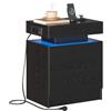 IRONCK Comodino con luce LED e Stazione di ricarica, Tavolino con connettori USB+tipo C, Comodino con 2 cassetti, 35x48x60 cm, Nero