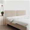 DHOME Testiera Imbottita Liscia Arrotondata in Velluto Premium per Parete Acustica Testate Letto Fonoassorbenti Camera da Letto (Beige, 180cm Dual)