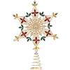 Goodwill Puntale Natalizio per Albero Fiocco di Neve in Metallo Oro con Gioielli 38 cm