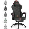 Huracan Sedia da gaming, Sedie Gamer con funzione massaggiante, poggiatesta e poggiapiedi, Gaming Chair regolabile in altezza, Poltrona da Gaming con schienale regolabile 90-135°, nero-rosso