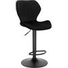 WOLTU Set di 1 Sgabello da Bar con Schienale e Poggiapiedi Girevoli a 360° Sedia Alta da Cucina con Seduta Regolabile tra 60-82cm in Velluto e Metallo Nero BH324sz-1