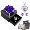 OIOYLEY Rosa Eterna Confezione Regalo con Orecchini Collana in Argento 925, Idee Regalo Donna, Regali Romantici per Lei, Vera Rosa per San Valentino,Anniversario,Compleanno,Festa della Mamma,Natale