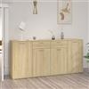DjeKA Credenza Soggiorno e Cucina Salvaspazio, Madia Cucina, Rovere Sonoma 160x36x75 cm in Truciolato