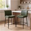 chairus 2 PZ Sgabelli Cucina Sgabelli da Bar in Ecopelle, Verde | Sedie Alti con Schienale Senza Braccioli Sgabelli Eleganti con Gambe in Metallo Sgabelli Imbottiti per Bar/Ristorante/Isola