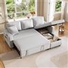 Bladez Divano letto a forma di L con vano portaoggetti intercambiabile Chaise Longue moderno divano ad angolo per soggiorno, divano in cotone e lino, divano letto estraibile (grigio chiaro, 3 posti)