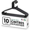 Iris Ohyama, Grucce in Plastica Salvaspazio, Robuste e Antiscivolo, Lotto di 10, Nero, Senza BPA, Appendini Versatili e Durevoli per Camicie, Giacche, Vestiti e Pantaloni, CHM-39