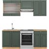 Vicco Cucina componibile Fame-Line, Quercia verde-oro Country/oro Power, 200 cm, PL Rovere, adatto per l'espansione personalizzata con moduli aggiuntivi