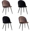 BenyLed Set di 4 Sedie da Sala da Pranzo; Sedie da Cucina con Rivestimento in Velluto Moderno, Sedie da Soggiorno con Gambe in Metallo Nero (Nero+marrone)
