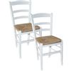 MA MAISON Set 2PZ Sedie in Legno con Seduta in Paglia - Ampia, Compatta, Schienale Alto, Robusta, Paesana, Rustica, per Cucina, Agriturismo, Ristorante, Soggiorno - 42X40X87H CM (BIANCO)