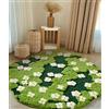 Ouyattle Tappeto da bagno grande con motivo floreale, antiscivolo, lavabile, moderno, chic, bohémien, alla moda, funky, in microfibra, a pelo lungo, per camera da letto, dormitorio, cameretta dei