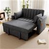 Kebnor Moderno Divano Multifunzione Divano Letto Divano Letto Divano Letto Divano Letto con Funzione Sonno Doppio Divano con Schienale Regolabile Con Portabevande e Cuscino, Adatto per Soggiorno ecc (Grigio)