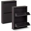 WDMT Scarpiera in metallo con 2 ante di WDMT™ | 70 x 15 x 50 cm | Moderna scarpiera per riporre con stile la tua collezione di scarpe nero opaco