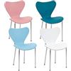 Rcynview 4 Sedie Sala da Pranzo Impilabili, Sedia per Casa Soggiorno, Multicolore 1 | 45x40x82cm Sedia è Dotata di uno Schienale Flessibile e Curvo, Gambe Della Sedia Color Argento con Cuscinetti Antiscivolo