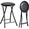 ZZINOKE Set di 2 Sgabello Pieghevole, Nessun Montaggio Richiesto, Con Imbottitura e Poggiapiedi, 30×30×46 cm, Adatti Per Cucina, Bistrot, Giardino Ed Esterno (Nero)