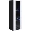 MB Muebles Bonitos, Vetrina Pensile Luke V2, LED, Melamina, Finitura Lucida, Nero e Bianco, 40x126x29cm