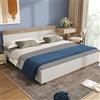 IHO SOFA Letto imbottito in legno, letto matrimoniale 180 x 200 cm, altezza 26 cm, struttura in rovere Sonoma di alta qualità, telaio del letto con stabile rete a doghe e testata, bianco (senza materasso)