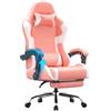 Dowinx sedia da gaming ergonomica con massaggio e poggiapiedi, poltrona gaming reclinabile 150°, braccioli regolabili, sedia ufficio imbottita, portata 180 kg, Rosa