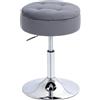 HOMCOM Sgabello da Bar con Altezza Regolabile e Vano Contenitore, Sgabello da Cucina Girevole a 360° Senza Schienale e Imbottito con Cuciture, Base in Acciaio, per Bancone Bar e Isola Cucina, Grigio