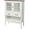 Giantex Credenza Soggiorno per Vino 8 Bottiglie, Credenza Cucina con 2 Ante in Vetro e 2 Cassetti, Mobile Ingresso, 90 x 40 x 126,5 cm, Bianco