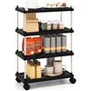 GYMAX Carrello a 4 Livelli con Ruote Bloccabili, Ganci Laterali, per Cucina, Bagno, Ufficio, Piccoli Spazi, Nero, 40 x 21 x 60 cm