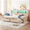 Idemon Letto giornaliero, 90 x 200 cm, divano letto, comodino, letto con 2 prese USB e 2 prese di ricarica, illuminazione ambientale, letto con due cassetti, letto con rete a doghe (senza materasso),