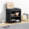 BAKAJI Panca Scarpiera da Ingresso con Cuscino Imbottito ad Alta Densità, Mobiletto Porta Scarpe con 1 Mensola e 2 Scomparti, Salvaspazio e Versatile, Maniglie Ergonomiche 44 x 30 x 40 cm (Nero)