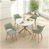 GrandCA HOME Set di Tavolo e Sedie da Pranzo, 100×100×76.5 CM Tavolo da Pranzo Rotondo, 4 Sedie da Cucina Imbottite, per Sala da Pranzo, Soggiorno, Cucina (Marmo-GD + Verde)