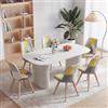 GrandCA HOME Set di 6 Sedie da Pranzo Scandinave con Cuscino del Sedile in Tessuto Patchwork Staccabile e Gambe in Legno di Faggio, per Soggiorno, Sala da Pranzo, Cucina, Patchwork Giallo