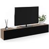 IDMarket - Mobile TV a parete 180 cm ELIO a 2 ante in legno e nero
