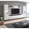 PIASKI Set di mobili da soggiorno PIASKI Paris XL, Illuminazione LED opzionale, Set di mobili da soggiorno, Mobili da soggiorno moderni (Bianco/Bianco Luminoso)