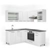 Vicco Cucina angolare completa Fame-Line, Bianco lucido/bianco, 190 x 60 cm, PL Antracite, adatto per l'espansione individuale e la disposizione flessibile